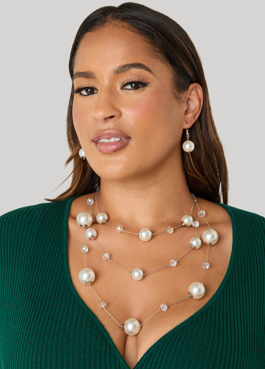 Layered Faux Pearl Necklace Set