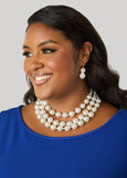 Faux Pearl Layered Necklace Set
