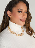 Textured Chain Link Necklace Set