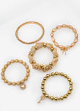 Trendy Flower Five Piece Silver Brown Bracelet Statement Jewelry 