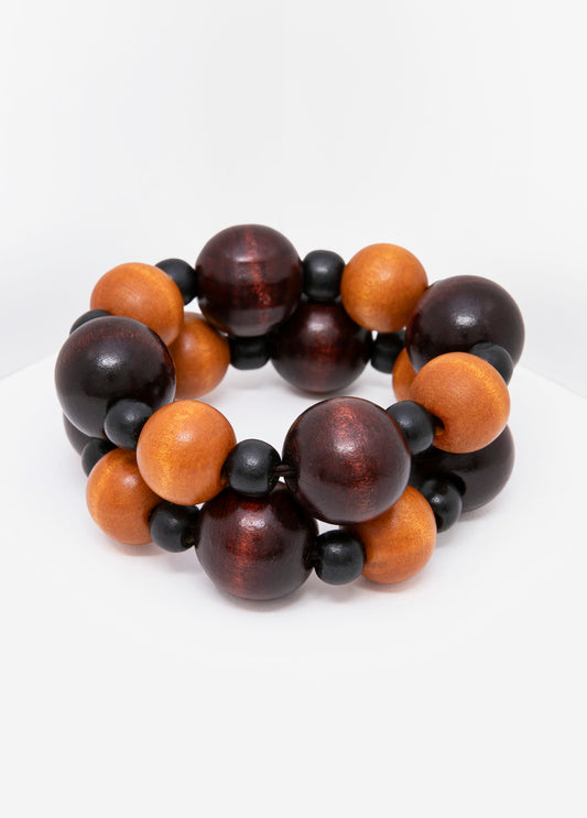 Colorblocked Wood Bracelet Set