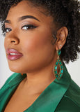 Tear drop earrings fashion statment green rhinestone gold jewelry