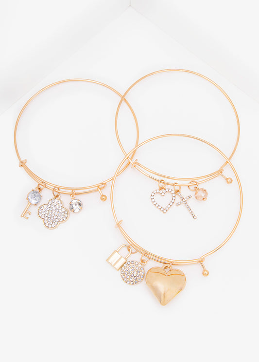 Set Of Three Charm Bangles