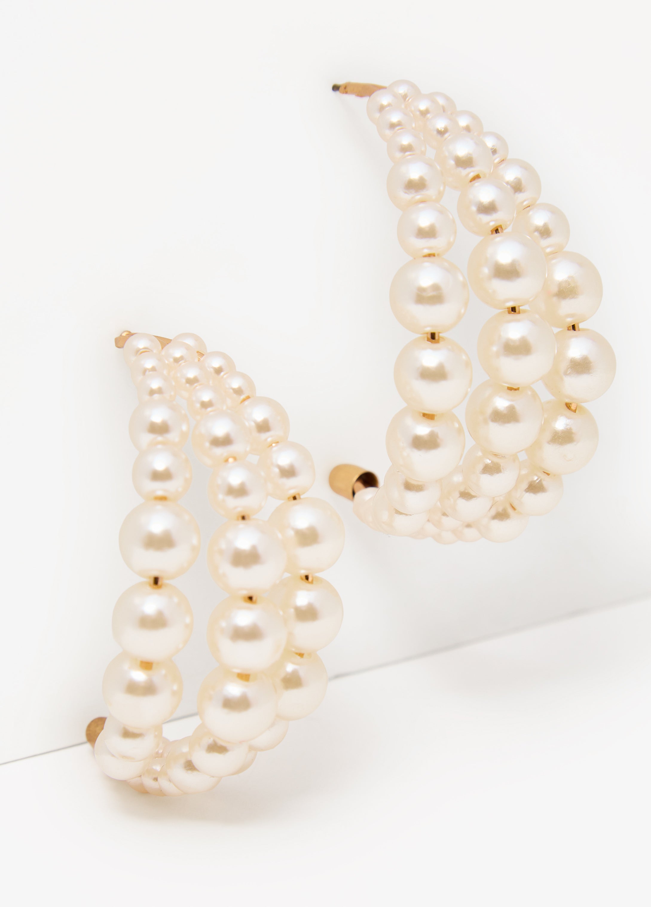 Faux Pearl Hoop Earrings