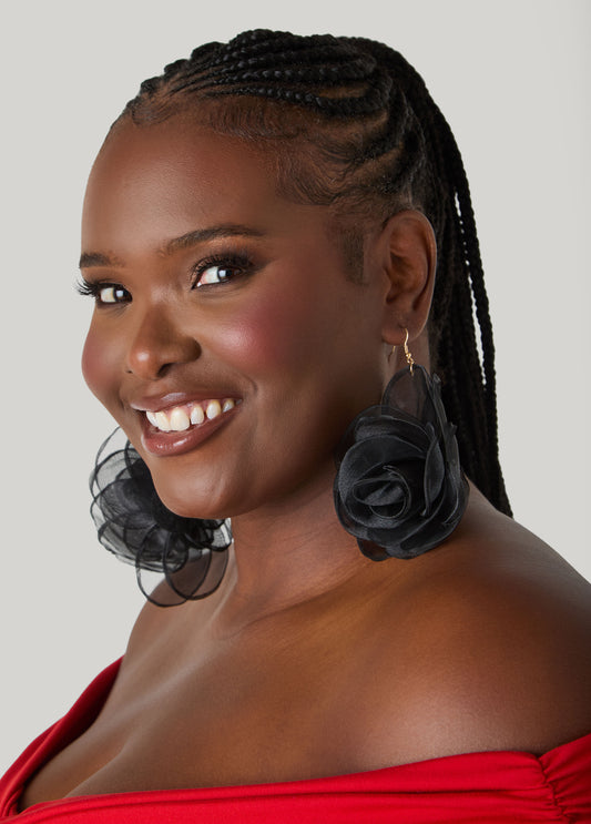 Organza Flower Drop Earrings