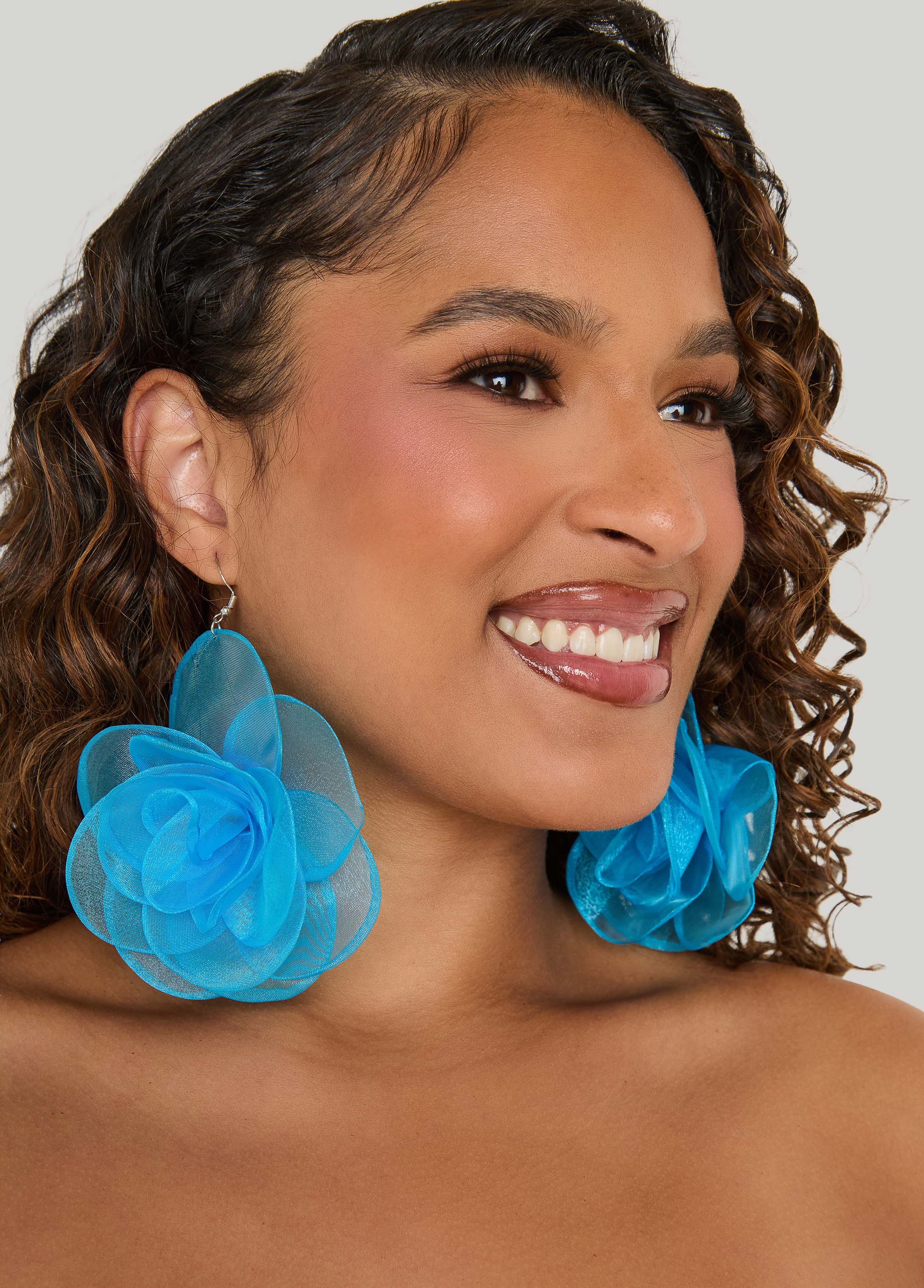 Organza Flower Drop Earrings