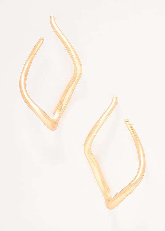 Wavy Gold Tone Hoop Earrings