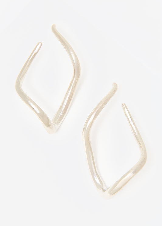 Wavy Silver Tone Hoop Earrings