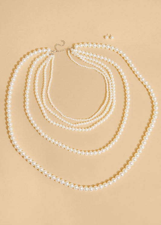 Tiered Faux Pearl Necklace Set