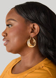 Gold Tone Puff Hoop Earrings