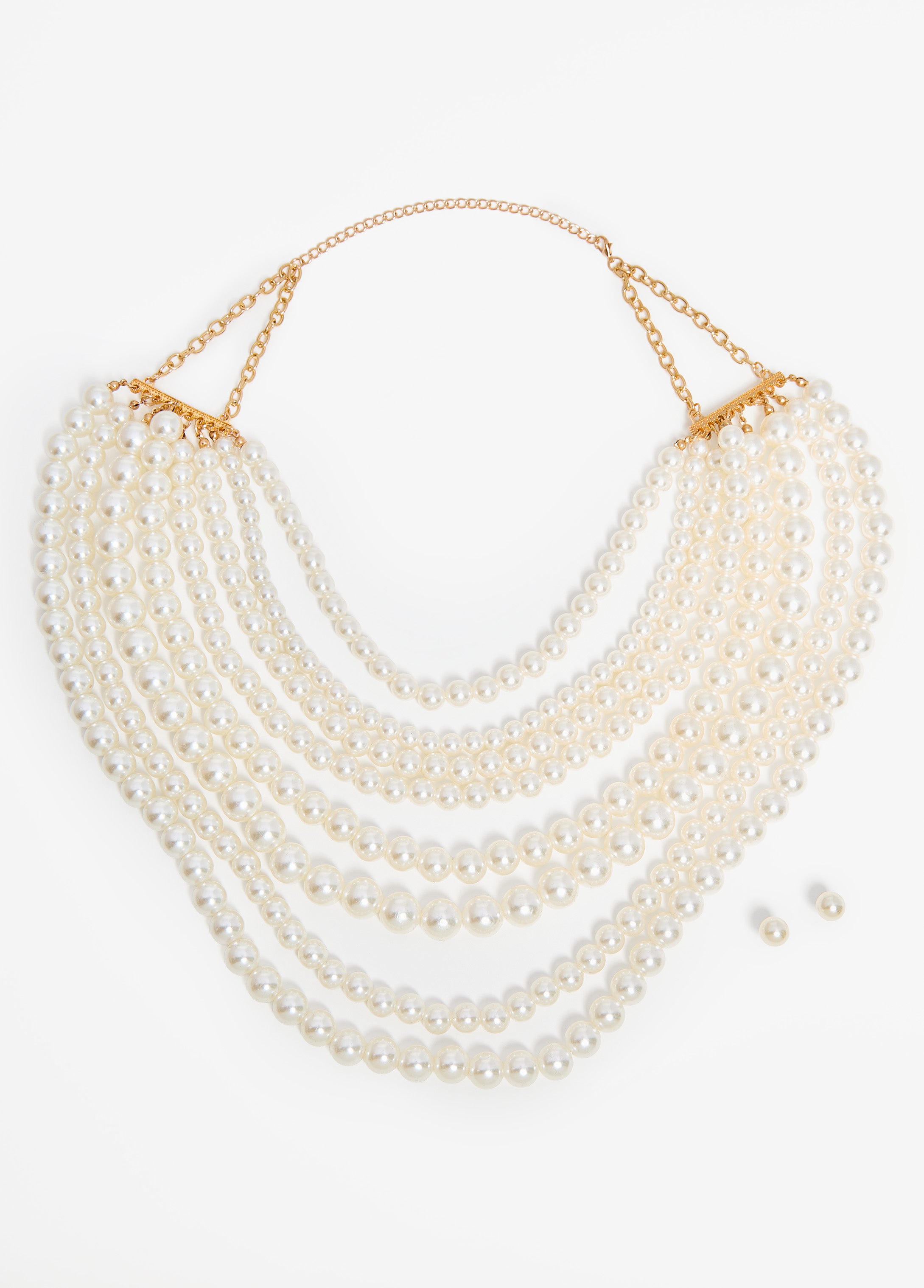 Statement jewelry gold layered faux pearl necklace fashion jewelry set