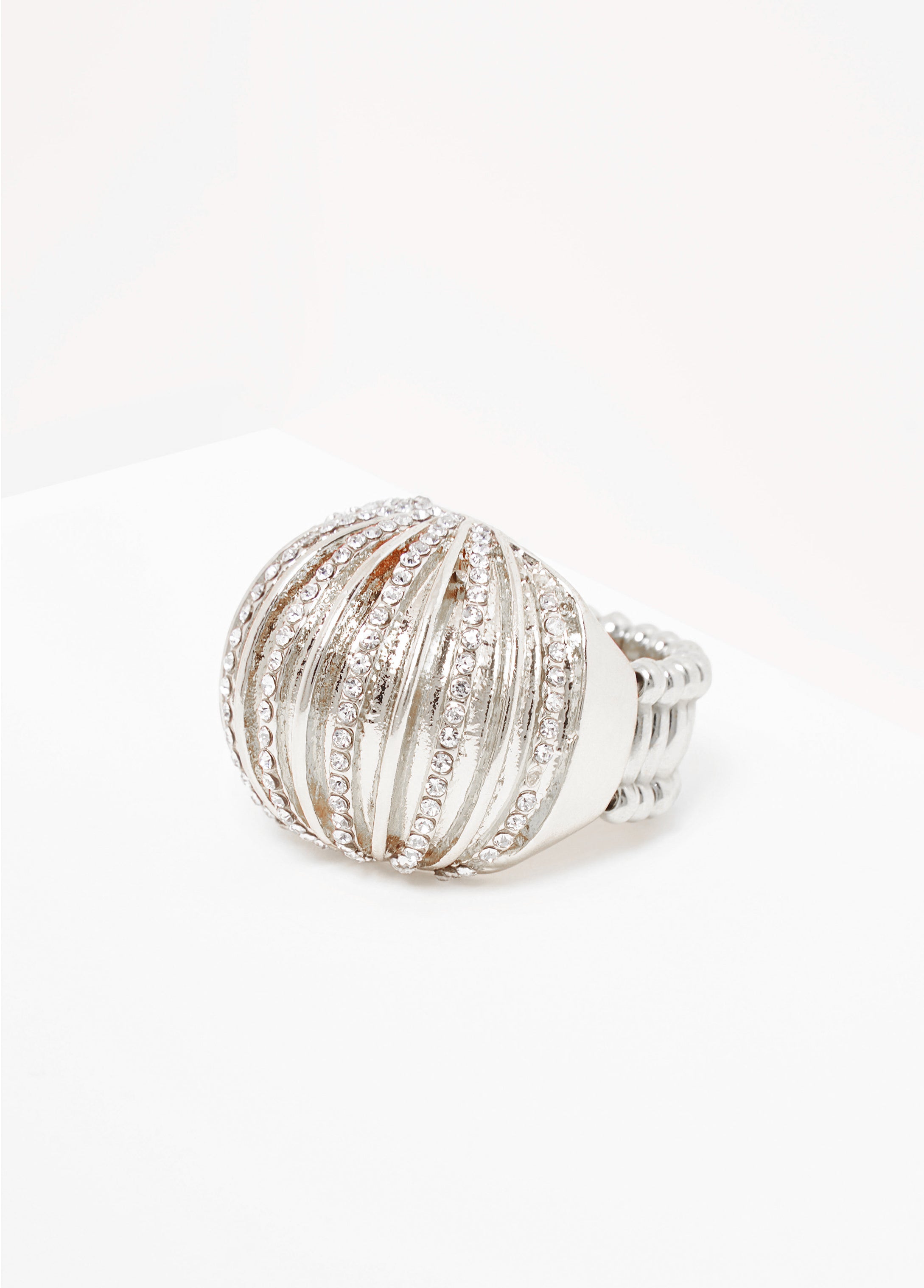 Textured Silver Tone Stretch Ring