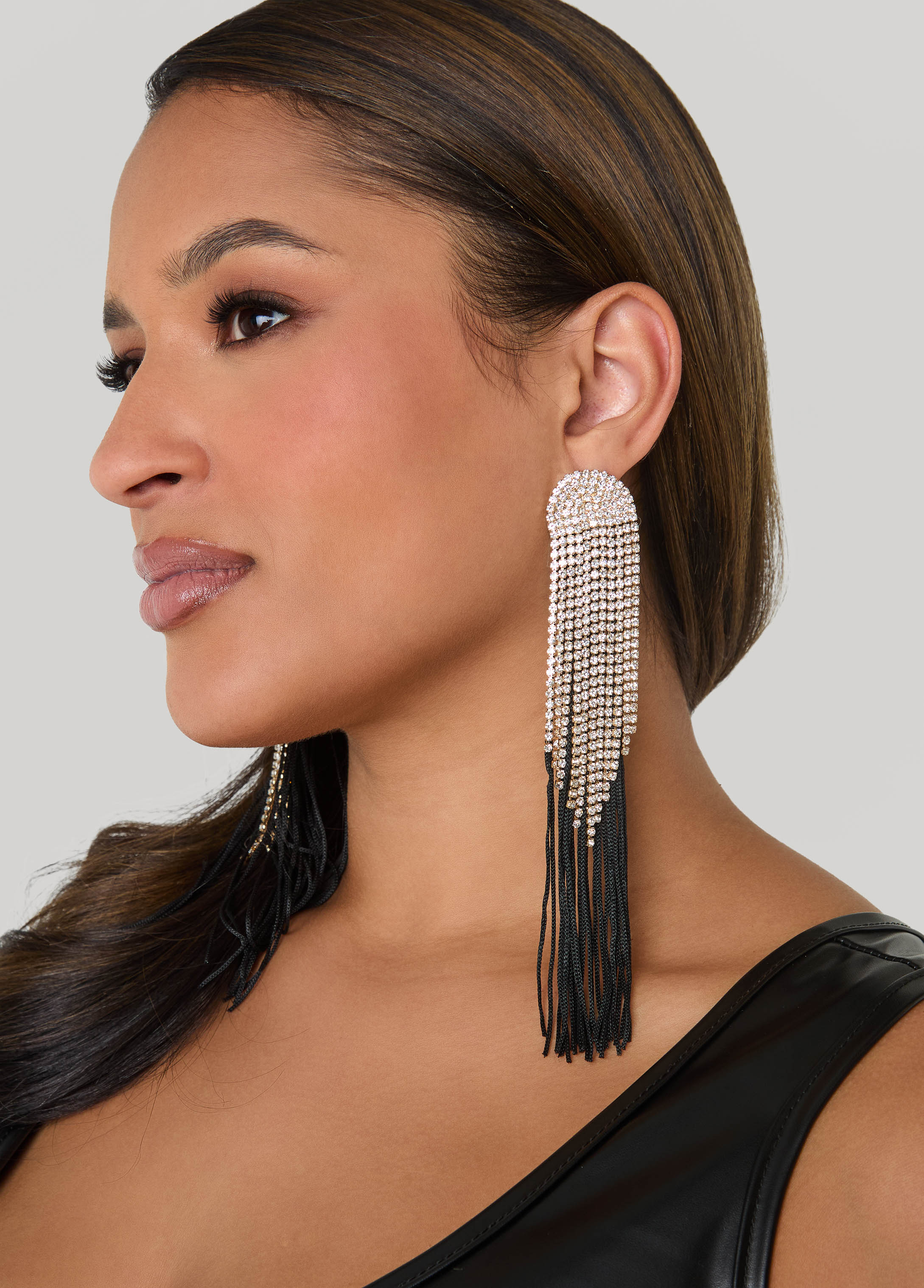 Crystal Fringe And Tassel Earrings