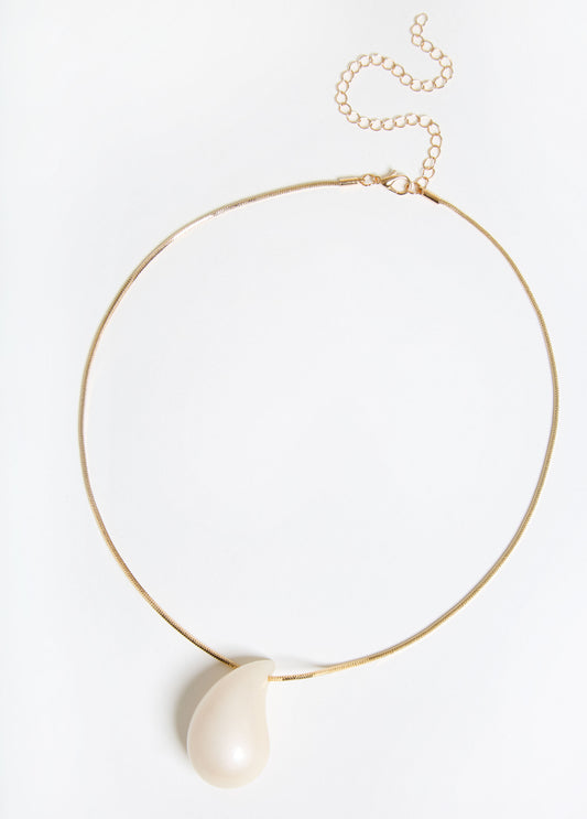Faux Pearl Teardrop Necklace