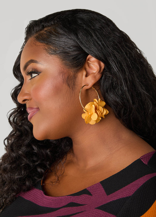 Satin Petal Hoop Earrings
