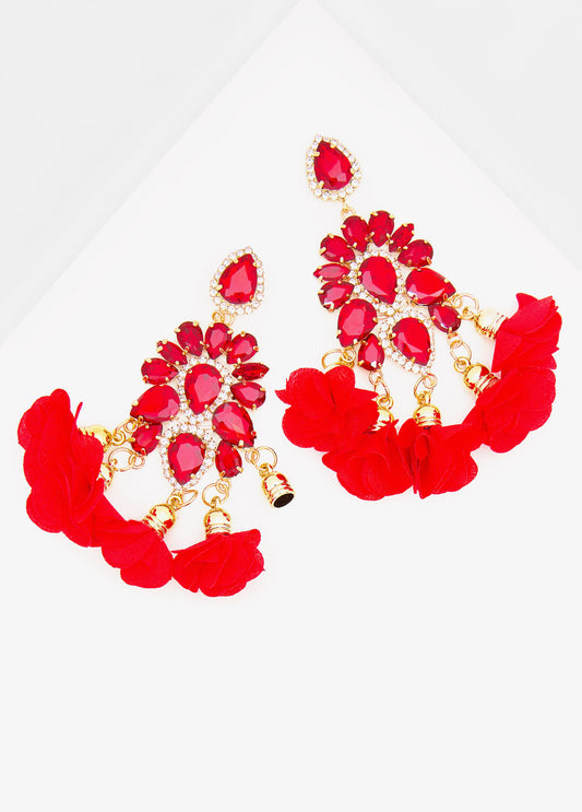 Crystal Floral Chandelier Earrings