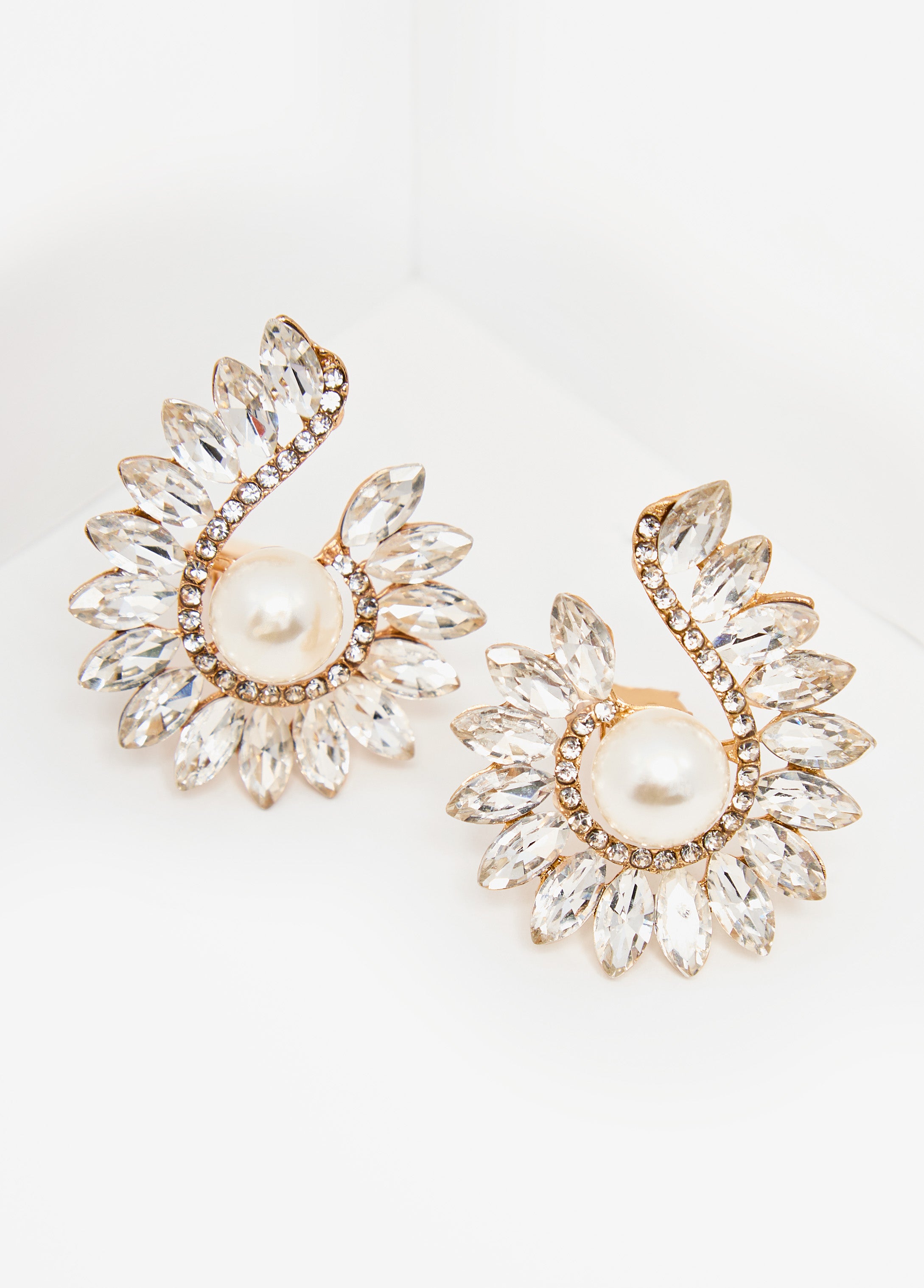 Crystal Swirl Clip On Earrings