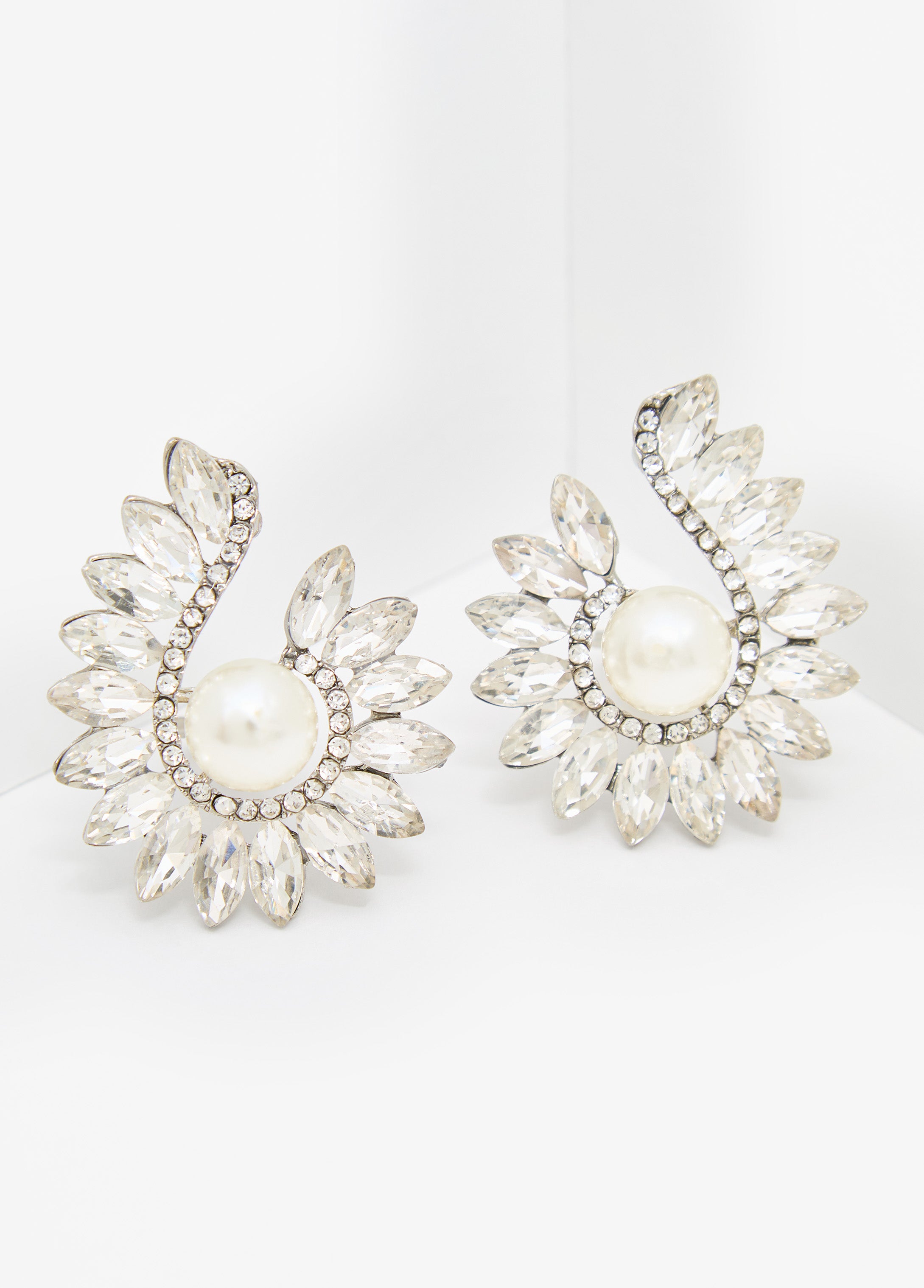 Swirl Crystal Clip On Earrings