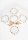 Trendy Pearls Five Piece Gold Bracelet Statement Jewelry Accessories