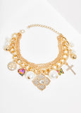 Layered Gold Tone Charm Bracelet