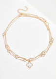 Trendy Layered Clover Necklace Set Quiet Luxury Fashion Gold Necklaces