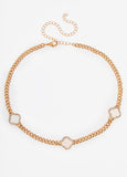 Gold Tone Clover Necklace Set