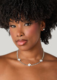 Silver Tone Clover Necklace Set
