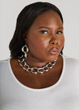 Twisted Silver Tone Necklace Set