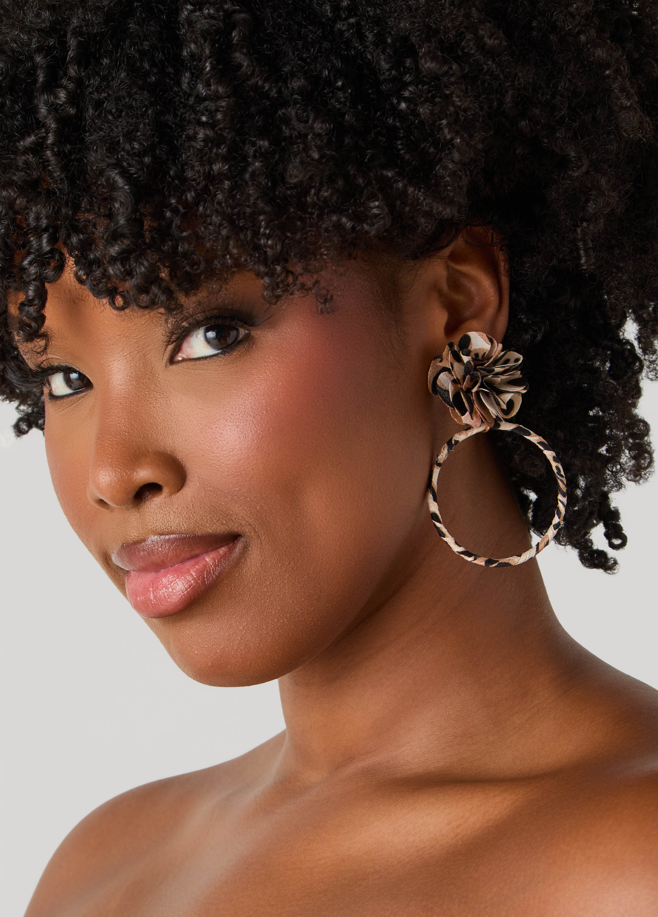Animal Print Flower Hoop Earrings