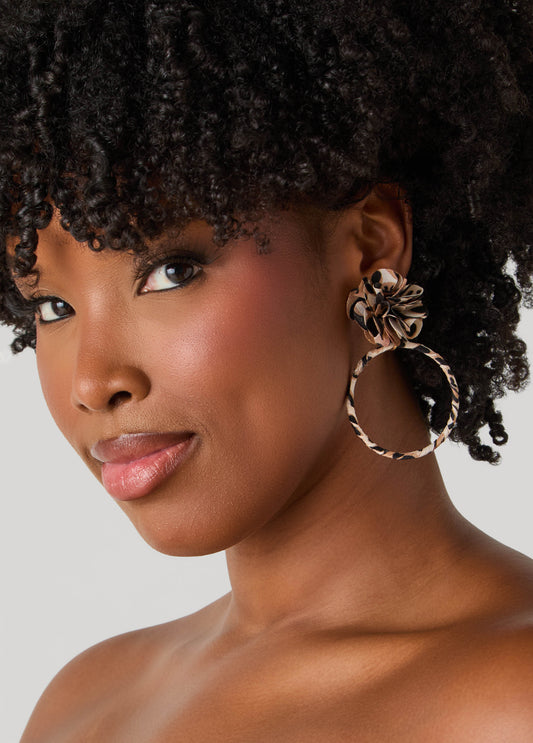 Animal Print Flower Hoop Earrings
