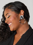 Printed Flower Hoop Earrings