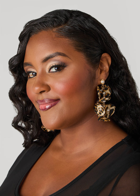 Faux Pearl And Animal Print Earrings