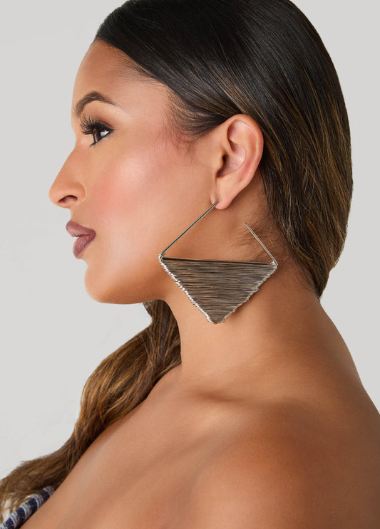 Silver Tone Wrapped Wire Earrings