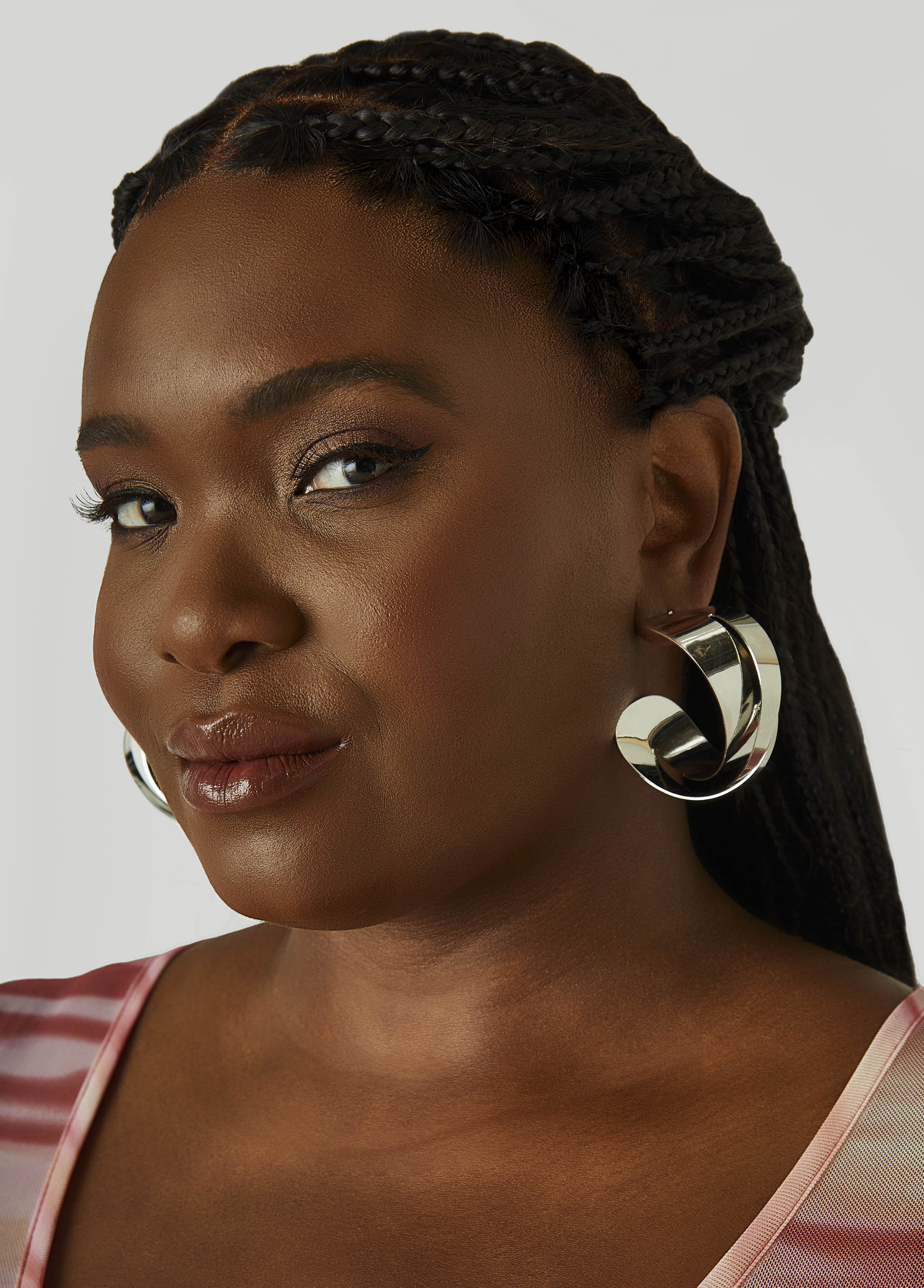 Twisted Silver Tone Hoop Earrings