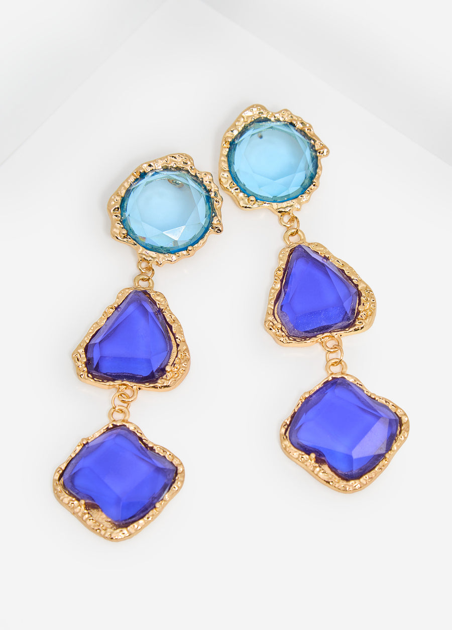 Two Tone Glass Hammered Earrings