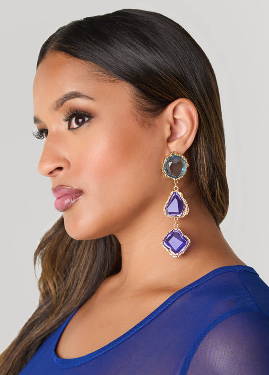 Two Tone Glass Hammered Earrings