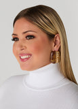 Textured Metal And Marble Earrings