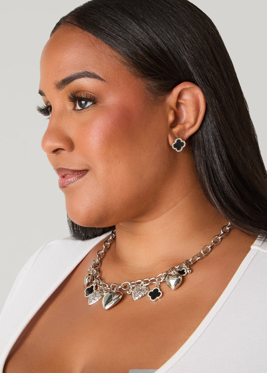 Clover And Hearts Necklace Set