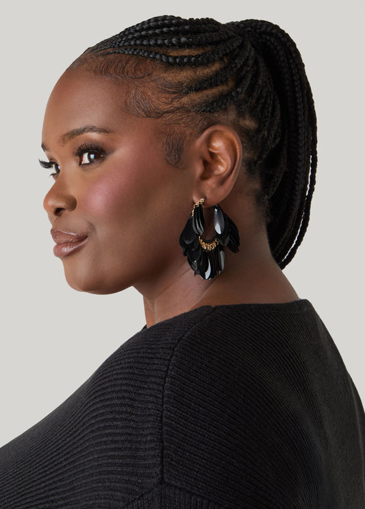 Fringed Gold Tone Hoop Earrings