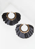 Fringed Gold Tone Hoop Earrings