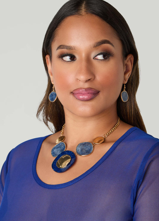 Glittered Gold Tone Necklace Set