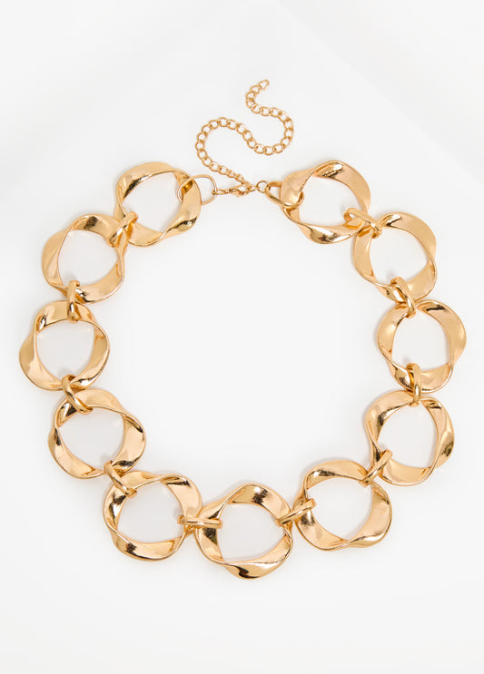 Trendy gold twisted chain link necklace fashion jewelry 