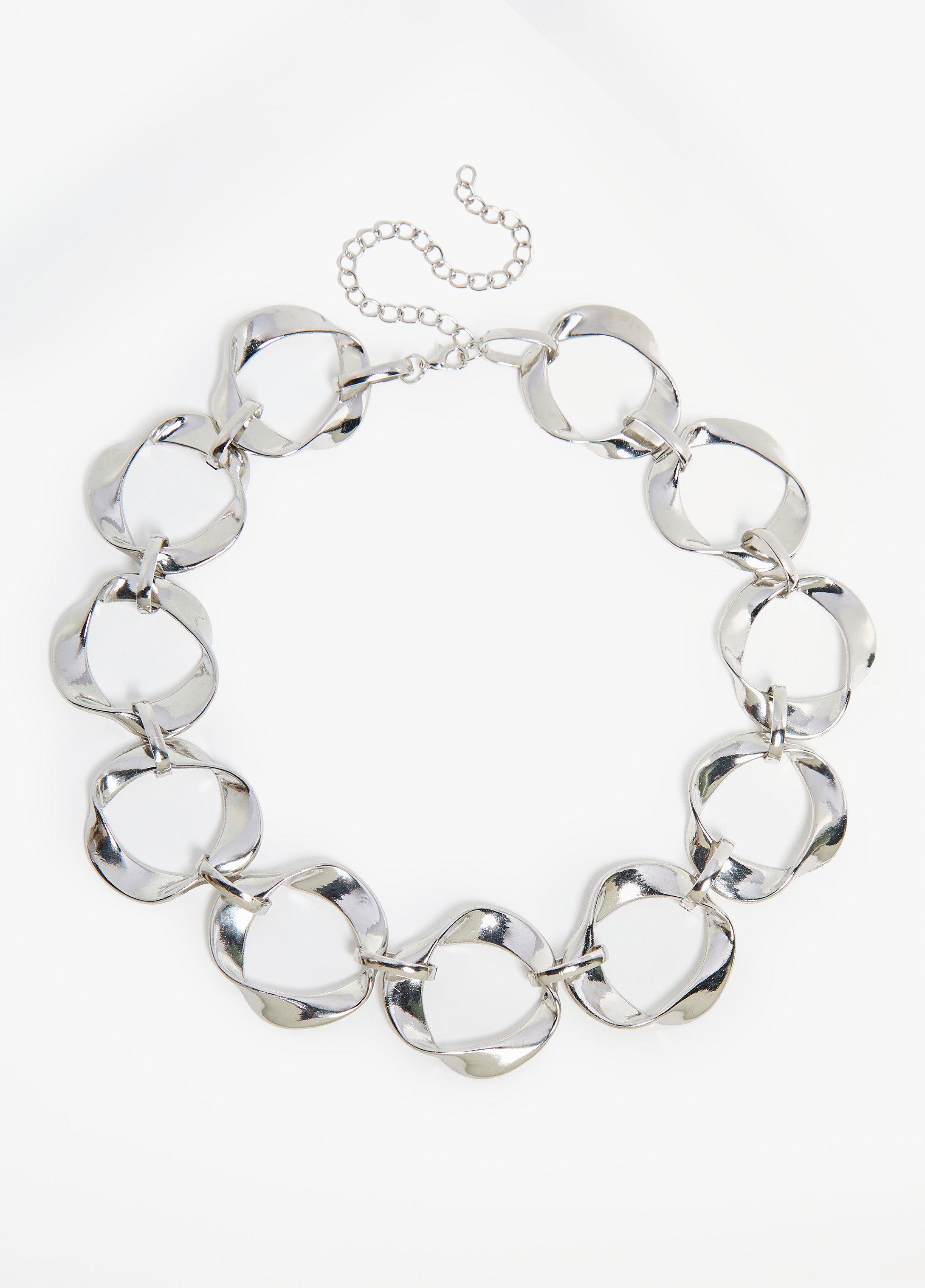Trendy silver twisted chain link necklace fashion jewelry 