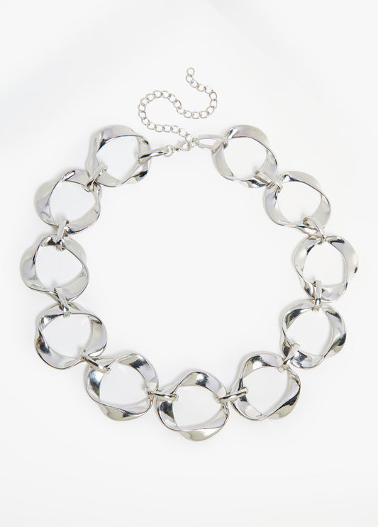 Trendy silver twisted chain link necklace fashion jewelry 