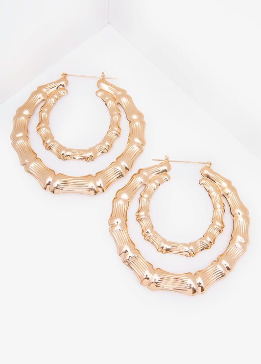 Double Hoop Bamboo Earrings