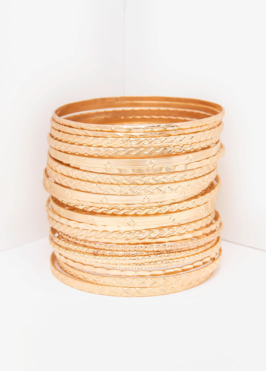 Set Of 24 Gold Tone Bangles