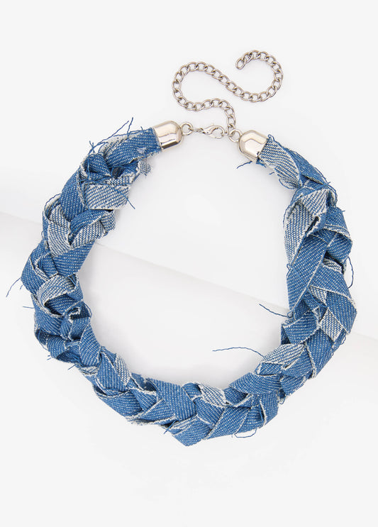 Braided Denim Necklace Set