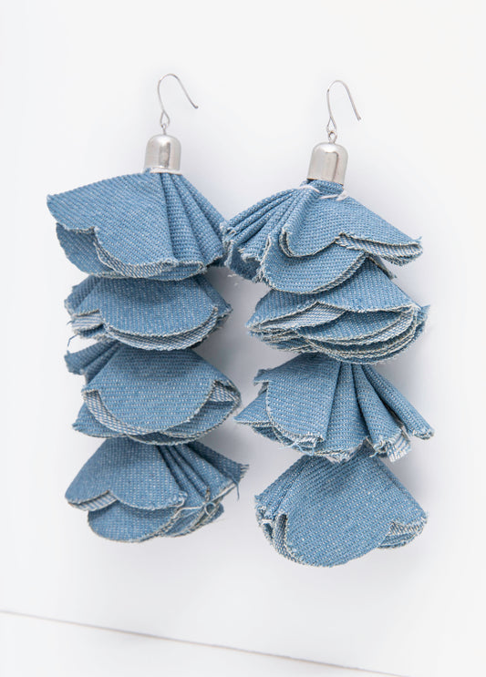 Denim Petal Earrings