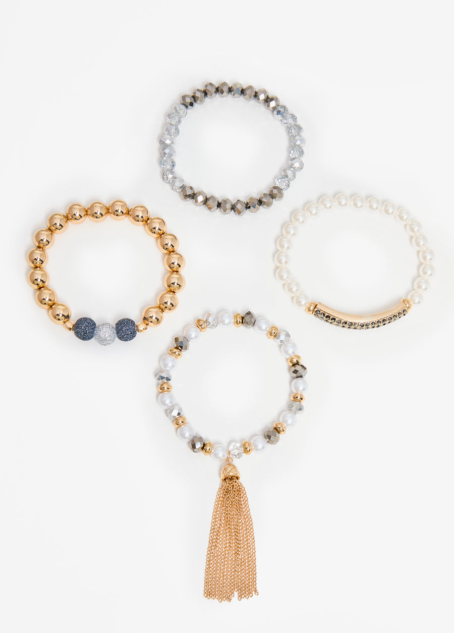 Set Of Four Beaded Bracelets