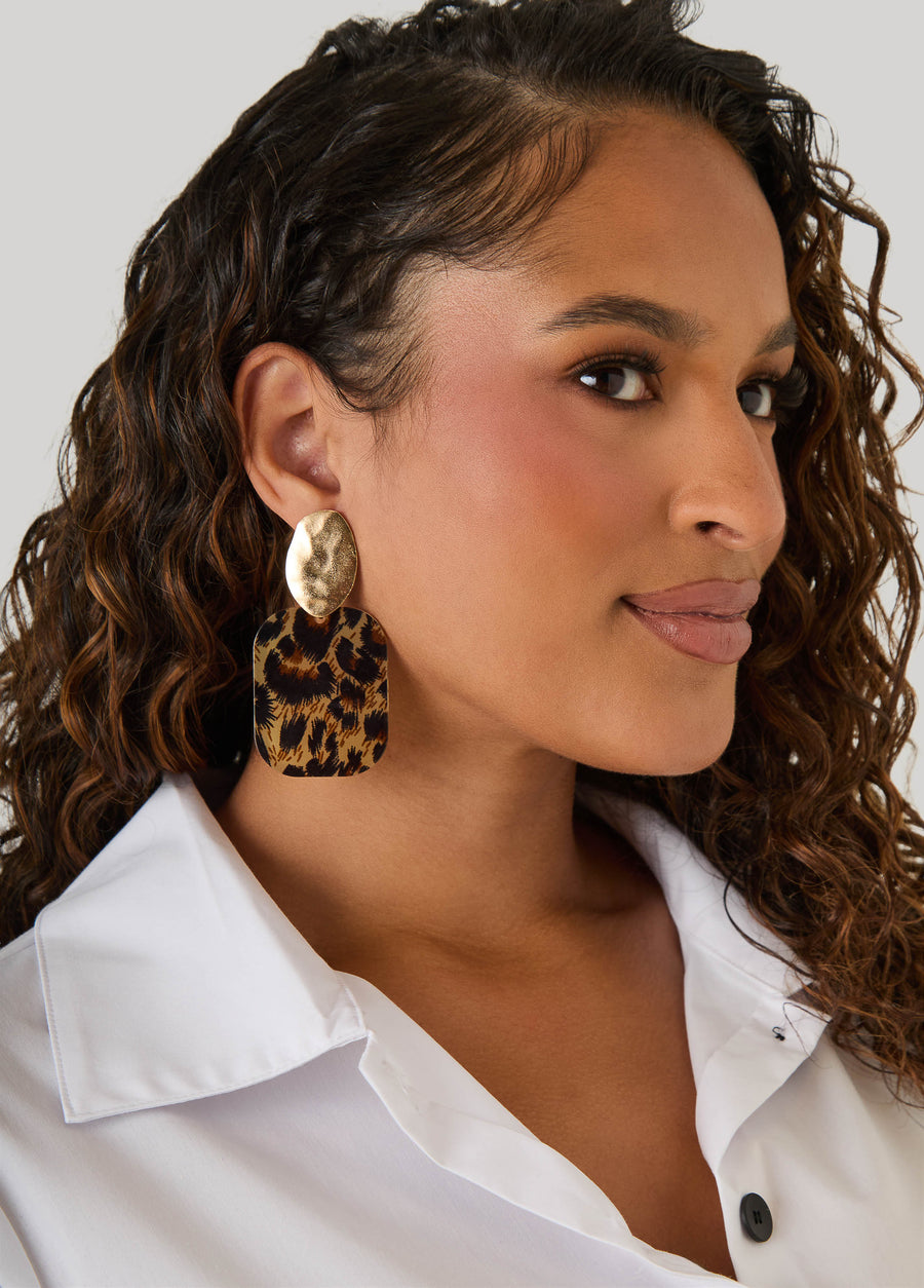 Hammered Leopard Print Earrings